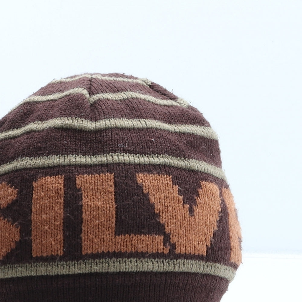 Quiksilver Mens Brown Striped Acrylic Beanie One Size