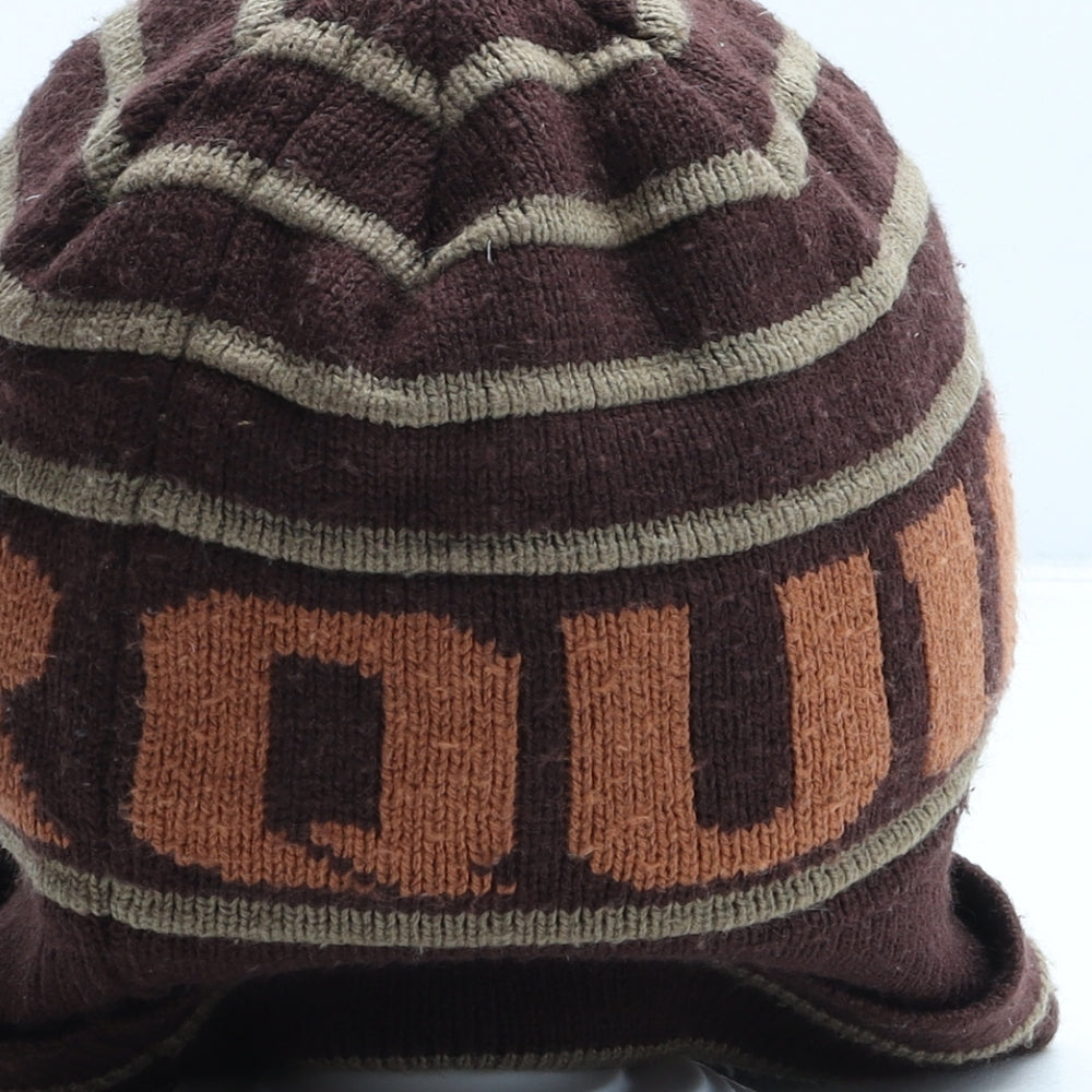 Quiksilver Mens Brown Striped Acrylic Beanie One Size