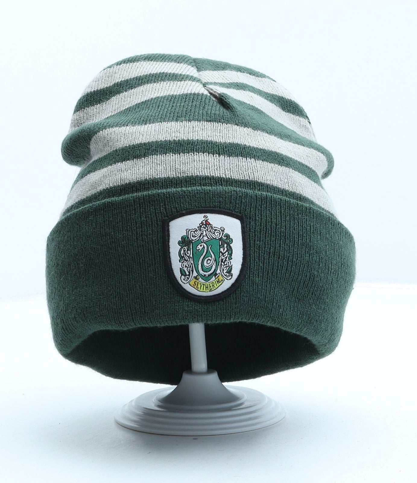 Harry Potter Boys Green Striped Acrylic Beanie One Size - Slytherin