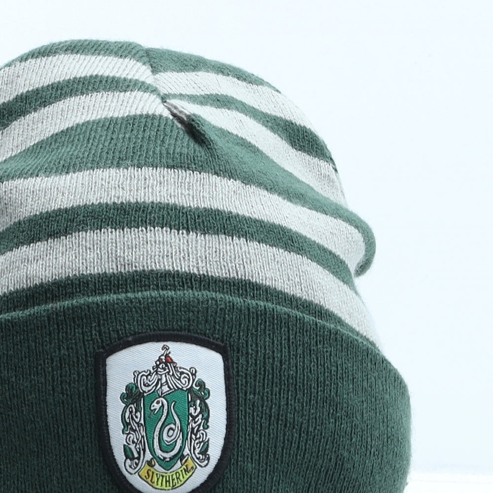 Harry Potter Boys Green Striped Acrylic Beanie One Size - Slytherin