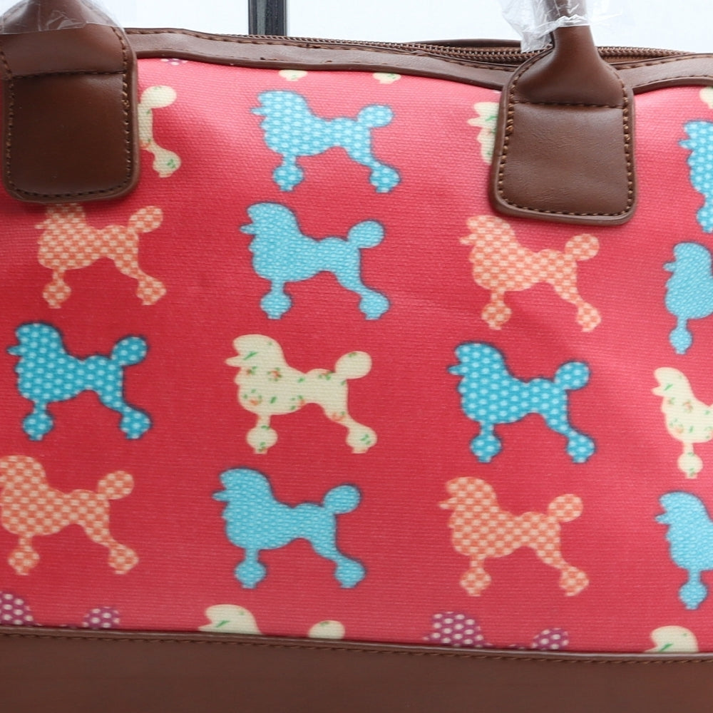 Preworn Womens Multicoloured Geometric Polyurethane Top Handle Bag Size Medium - Poodle Print