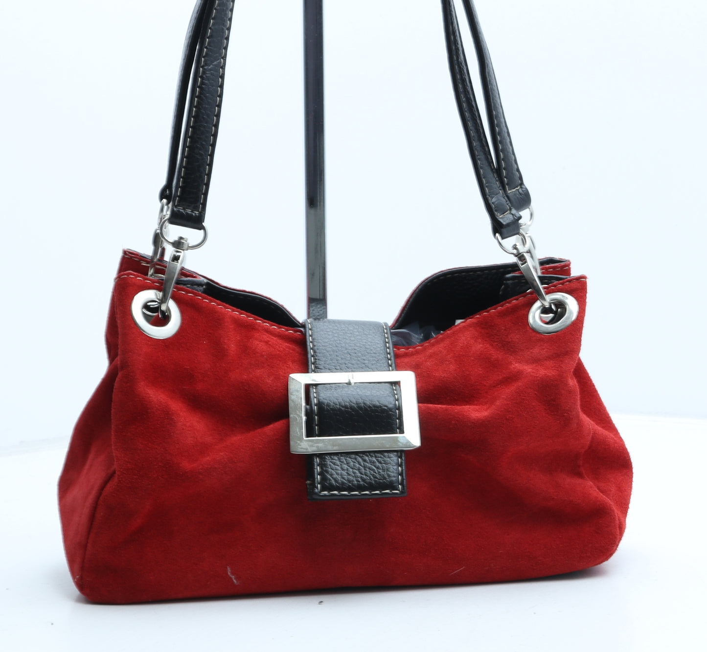 Preworn Womens Red Polyurethane Top Handle Bag Size Small