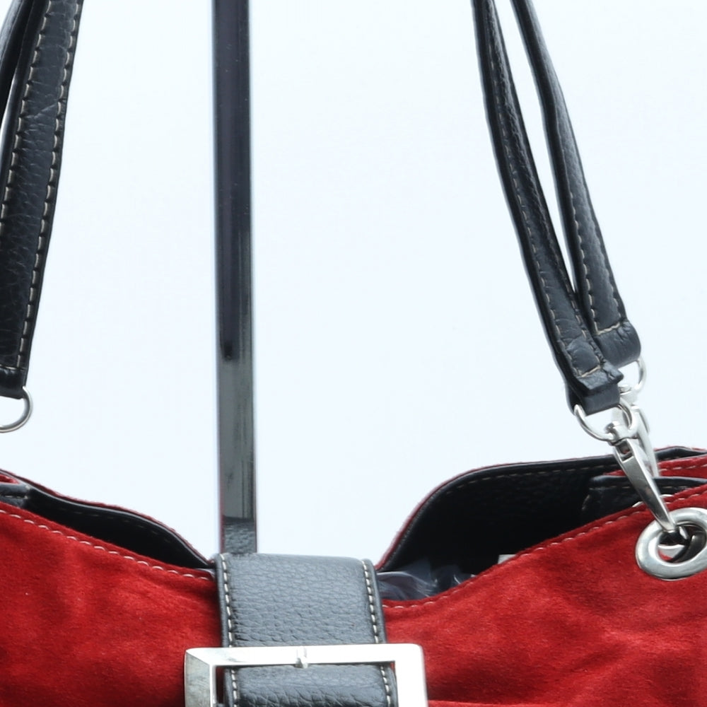 Preworn Womens Red Polyurethane Top Handle Bag Size Small