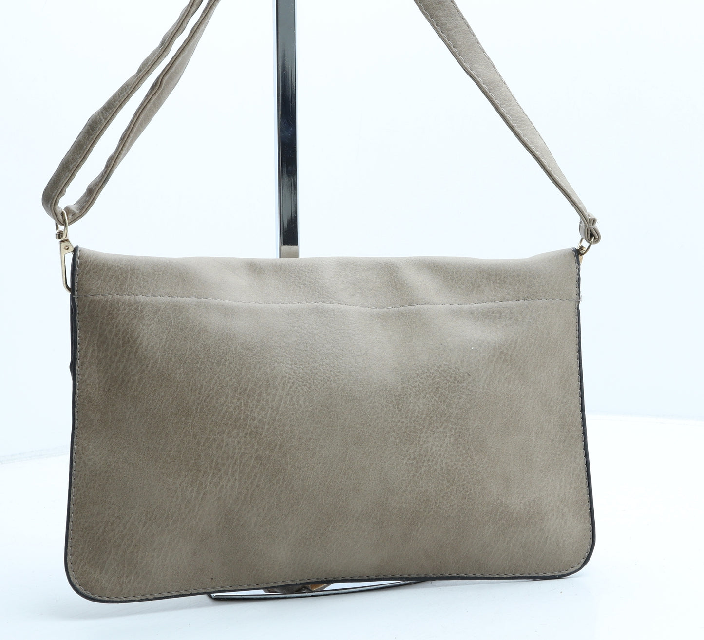 Preworn Womens Greige Polyurethane Crossbody Size Small