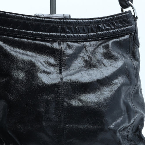 Autograph Womens Black Polyurethane Top Handle Bag Size Medium
