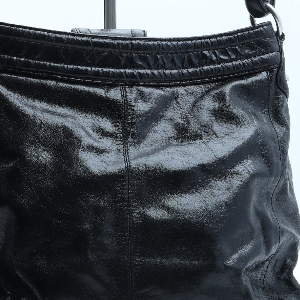 Autograph Womens Black Polyurethane Top Handle Bag Size Medium