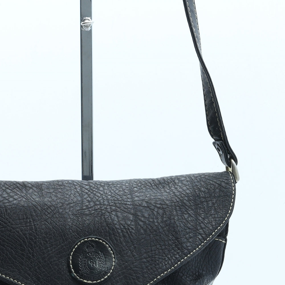 Shilton International Womens Black Polyurethane Crossbody Size Small