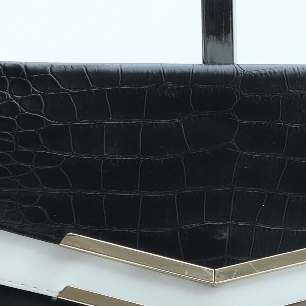 Atmosphere Womens Black Animal Print Polyurethane Clutch Size Medium - Croc Texture