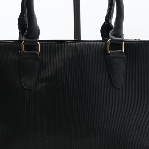 Fashion Womens Black Polyurethane Top Handle Bag Size Medium