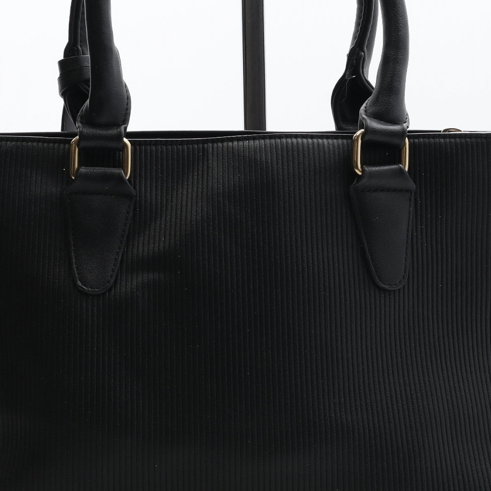 Fashion Womens Black Polyurethane Top Handle Bag Size Medium