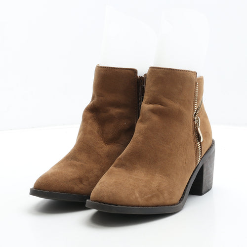 Atmosphere Womens Brown Leather Bootie Boot UK 3 36