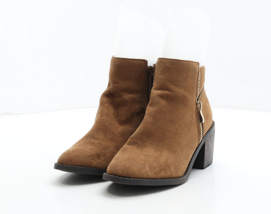 Atmosphere Womens Brown Leather Bootie Boot UK 3 36