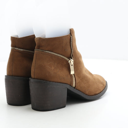 Atmosphere Womens Brown Leather Bootie Boot UK 3 36