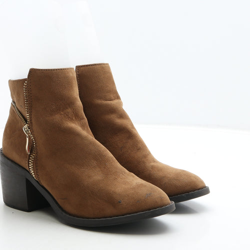 Atmosphere Womens Brown Leather Bootie Boot UK 3 36