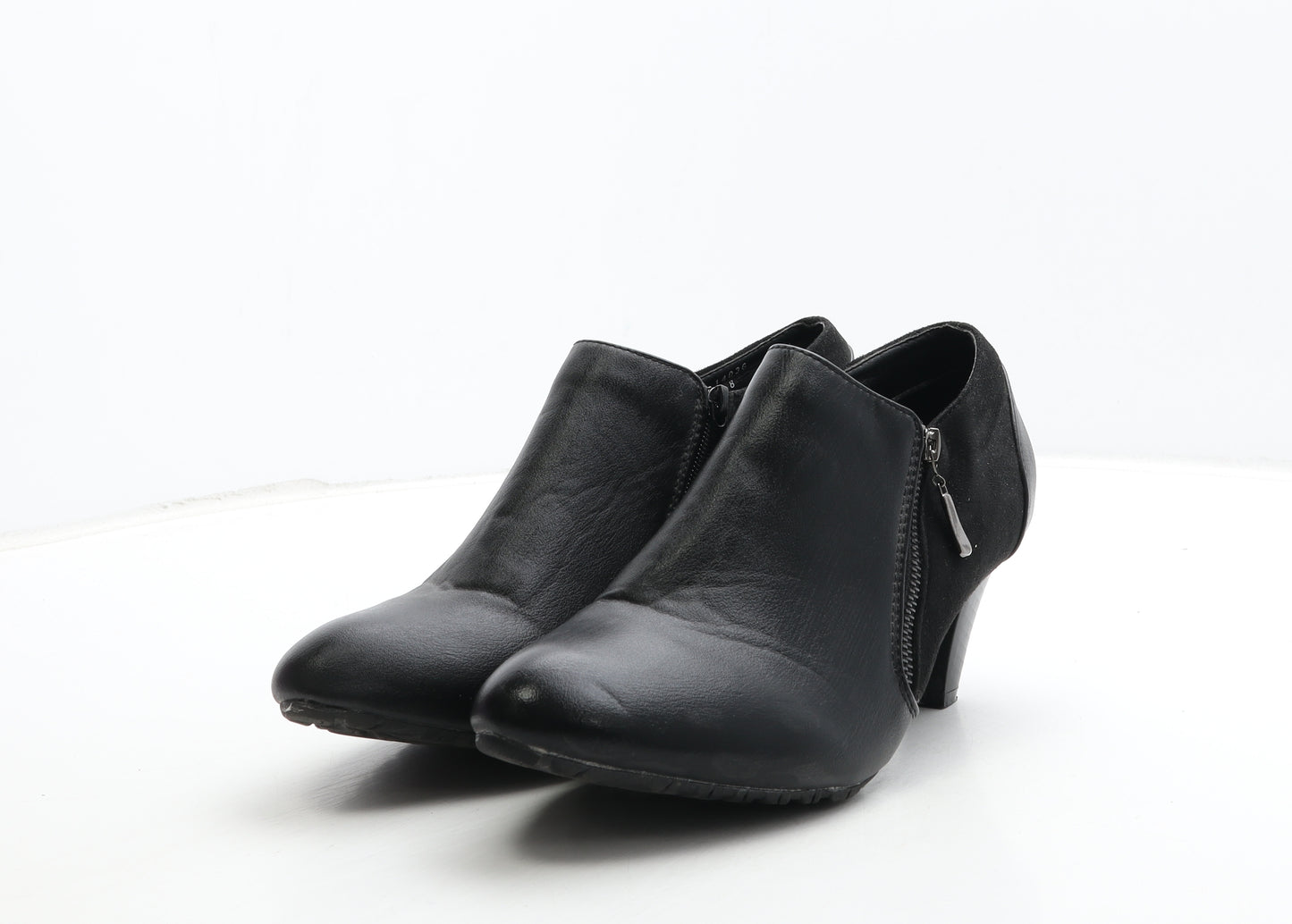 Comfort Plus Womens Black Leather Bootie Boot UK 8 - Wide Fit