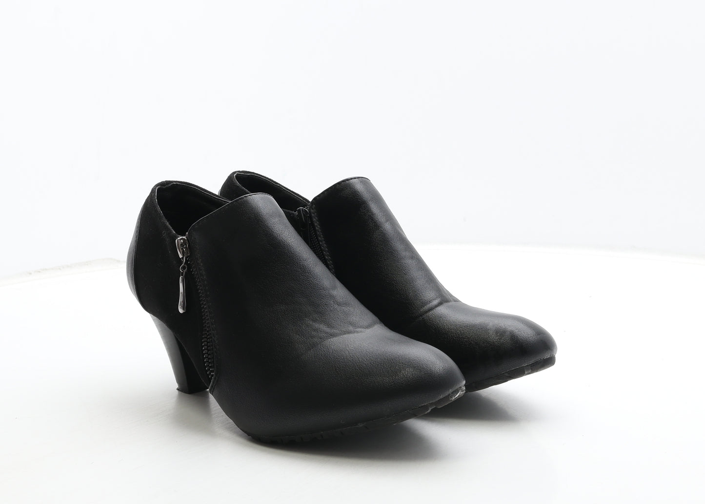 Comfort Plus Womens Black Leather Bootie Boot UK 8 - Wide Fit