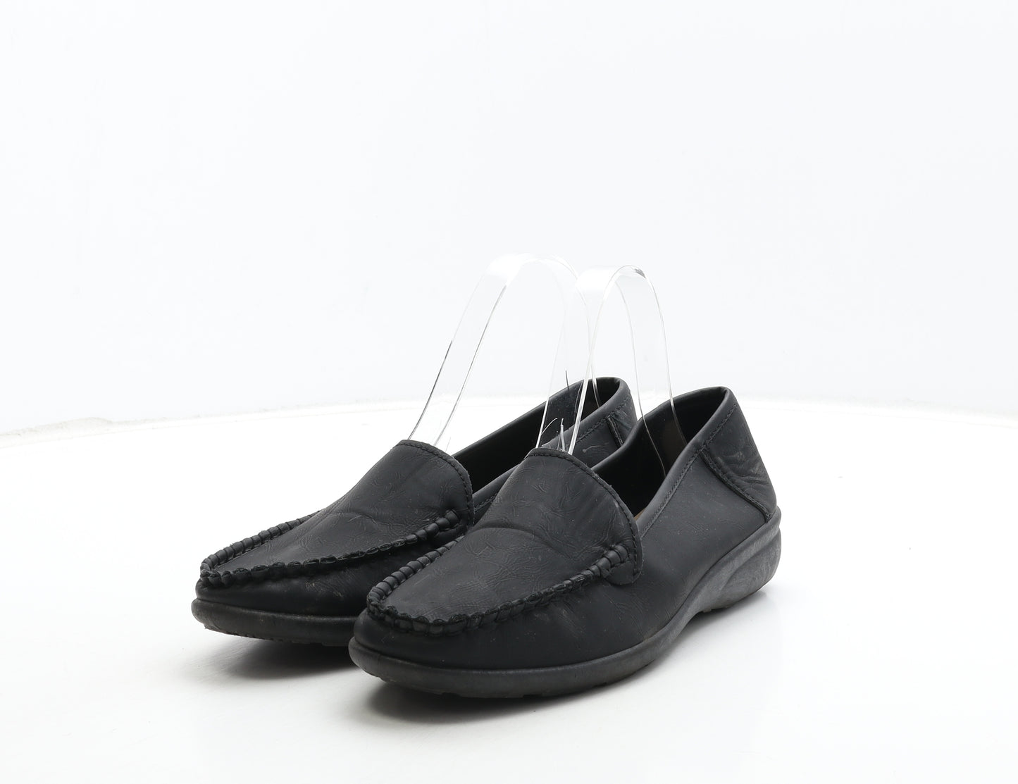 Softlies Womens Black Leather Slip On Flat UK 6
