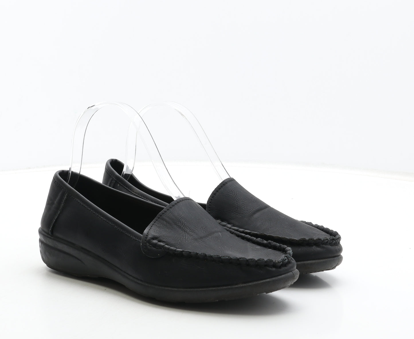 Softlies Womens Black Leather Slip On Flat UK 6
