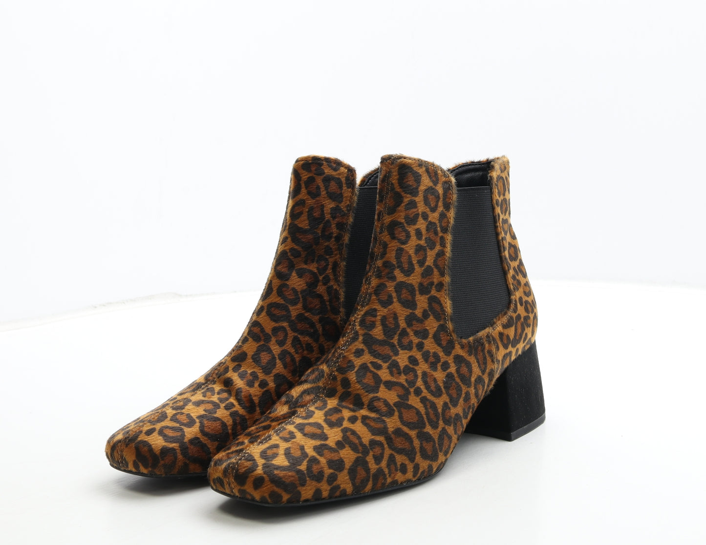 Marks and Spencer Womens Brown Animal Print Polyester Chelsea Boot UK 7.5 - Leopard Print