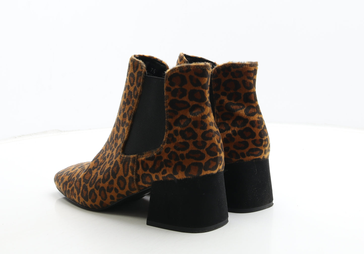 Marks and Spencer Womens Brown Animal Print Polyester Chelsea Boot UK 7.5 - Leopard Print