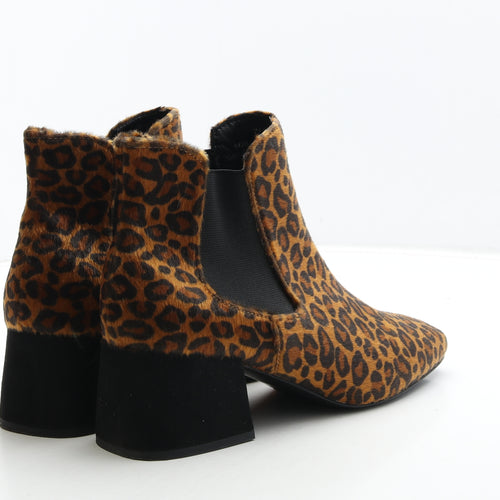 Marks and Spencer Womens Brown Animal Print Polyester Chelsea Boot UK 7.5 - Leopard Print