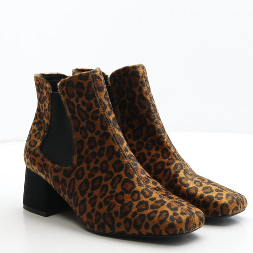 Marks and Spencer Womens Brown Animal Print Polyester Chelsea Boot UK 7.5 - Leopard Print