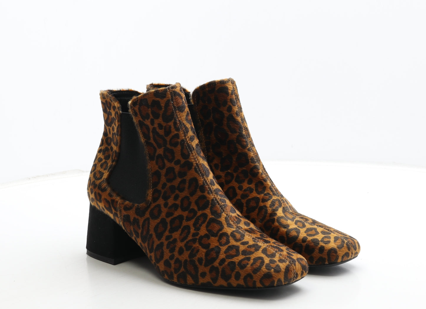 Marks and Spencer Womens Brown Animal Print Polyester Chelsea Boot UK 7.5 - Leopard Print