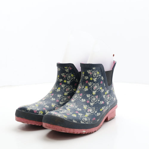 Preworn Womens Blue Floral Rubber Wellies Boot UK 6