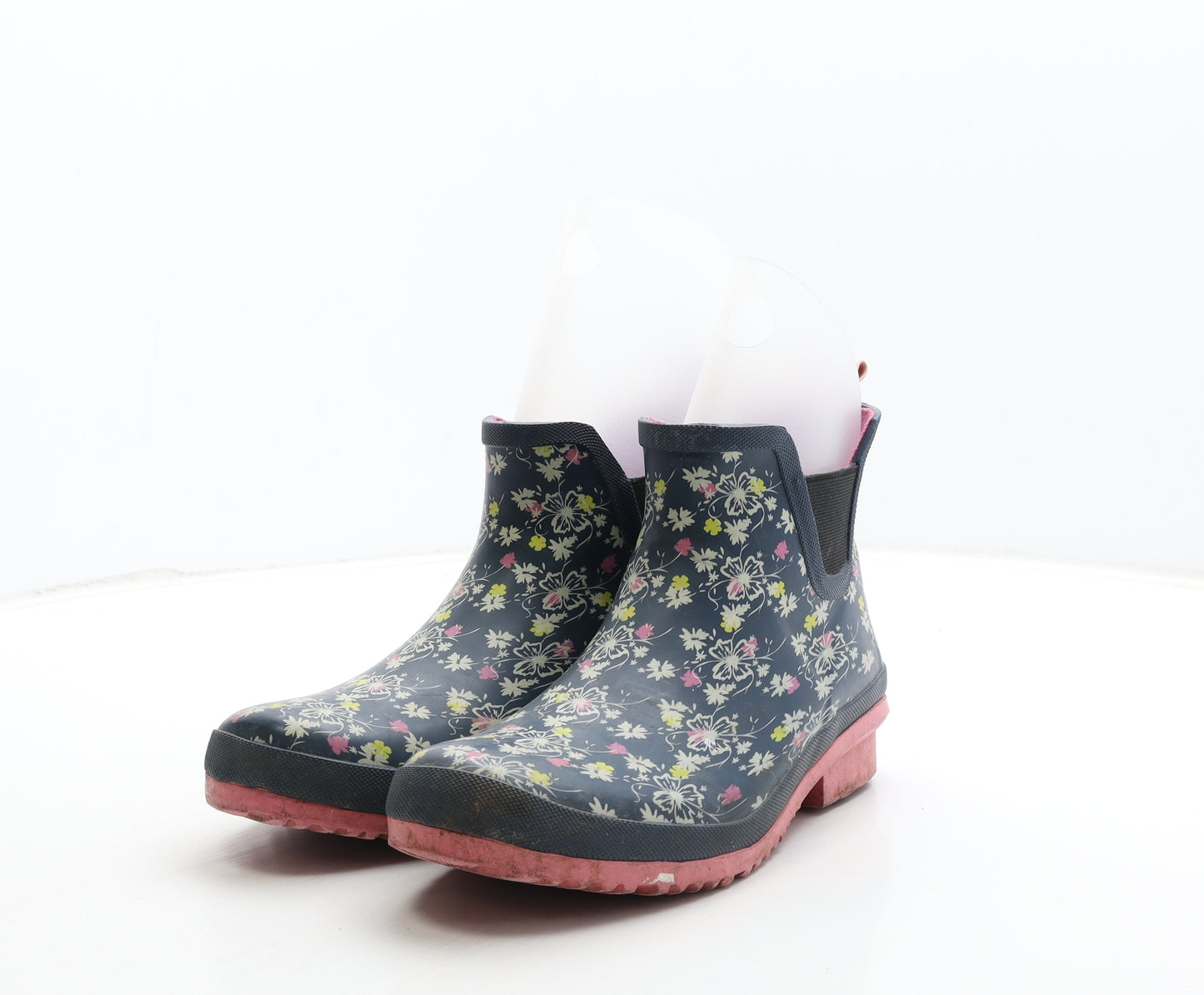 Preworn Womens Blue Floral Rubber Wellies Boot UK 6