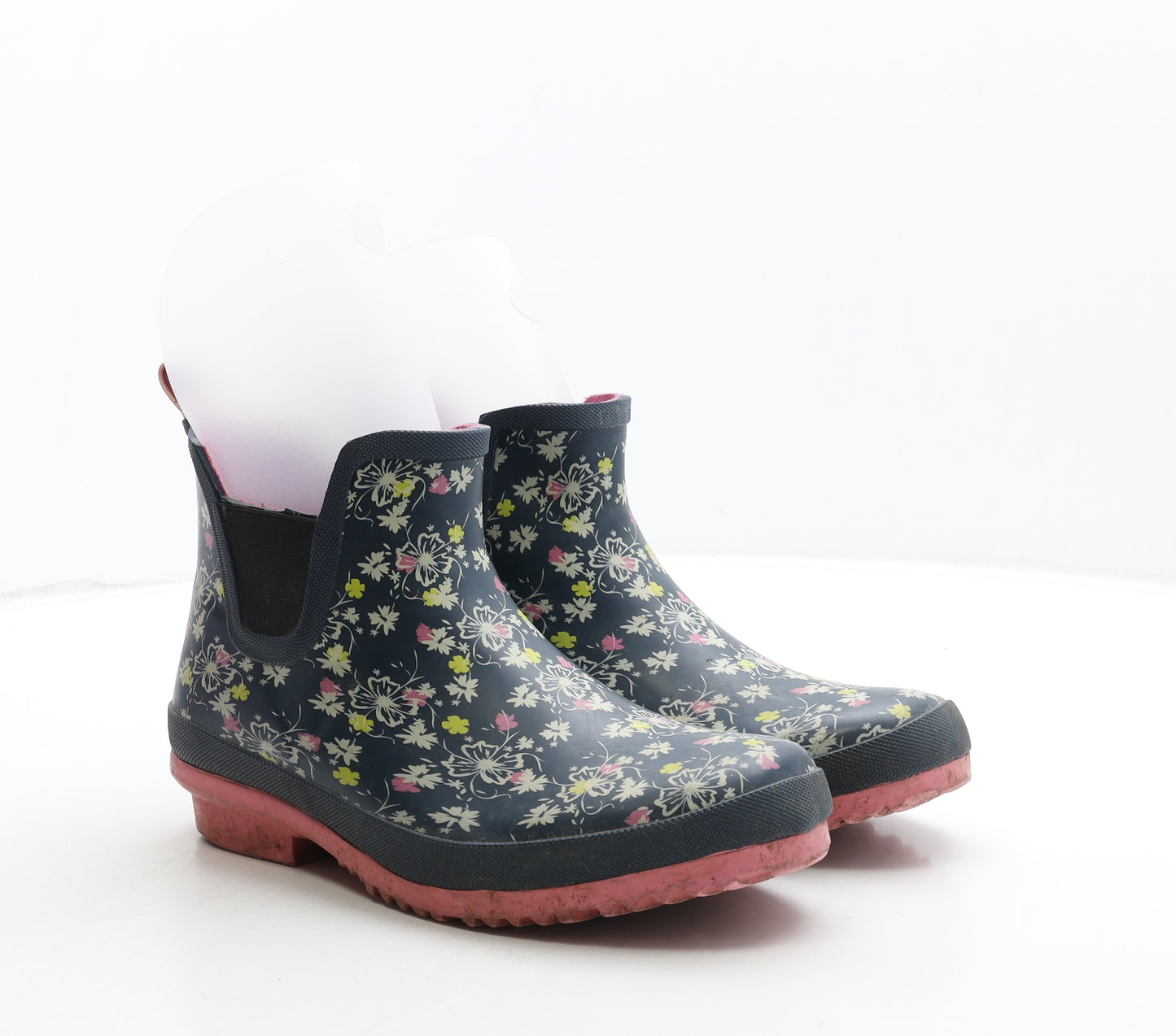 Preworn Womens Blue Floral Rubber Wellies Boot UK 6