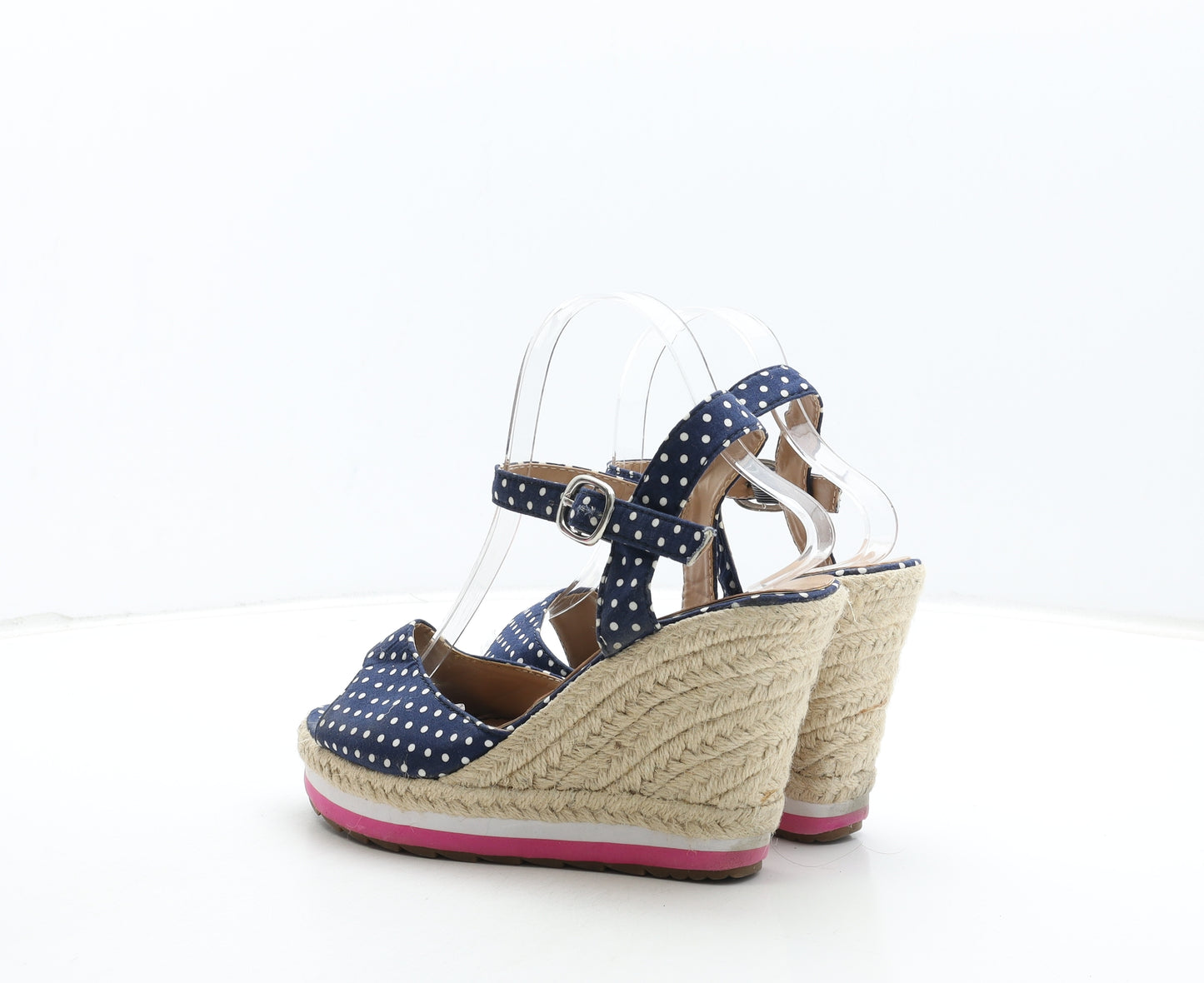 Select Womens Blue Polka Dot Polyester Strappy Heel UK 6 39