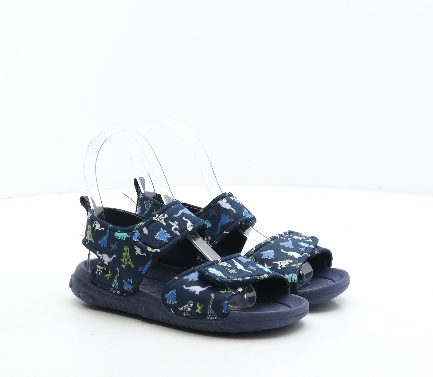 H&M Boys Black Polyester Slingback Sandal UK 12 30 - Dinosaur Detail