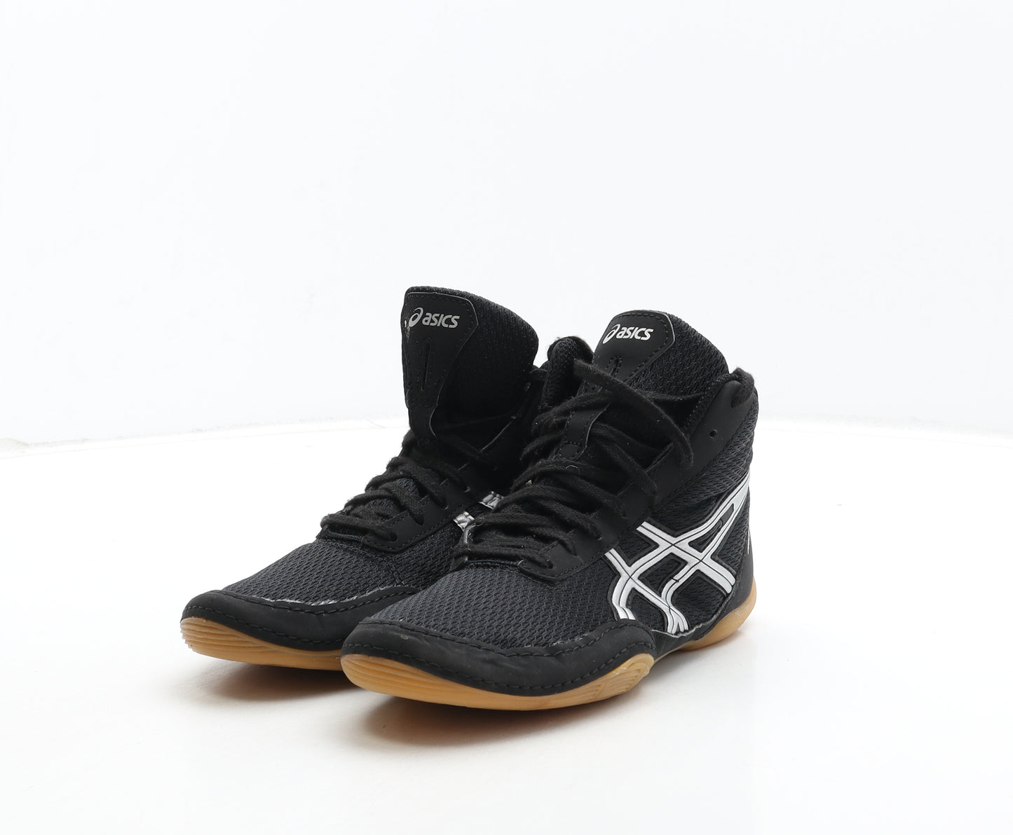 ASICS Boys Black Leather Trainer UK 1 32 US 2.5 - Matflex