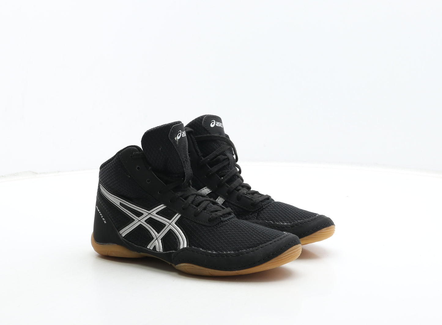 ASICS Boys Black Leather Trainer UK 1 32 US 2.5 - Matflex