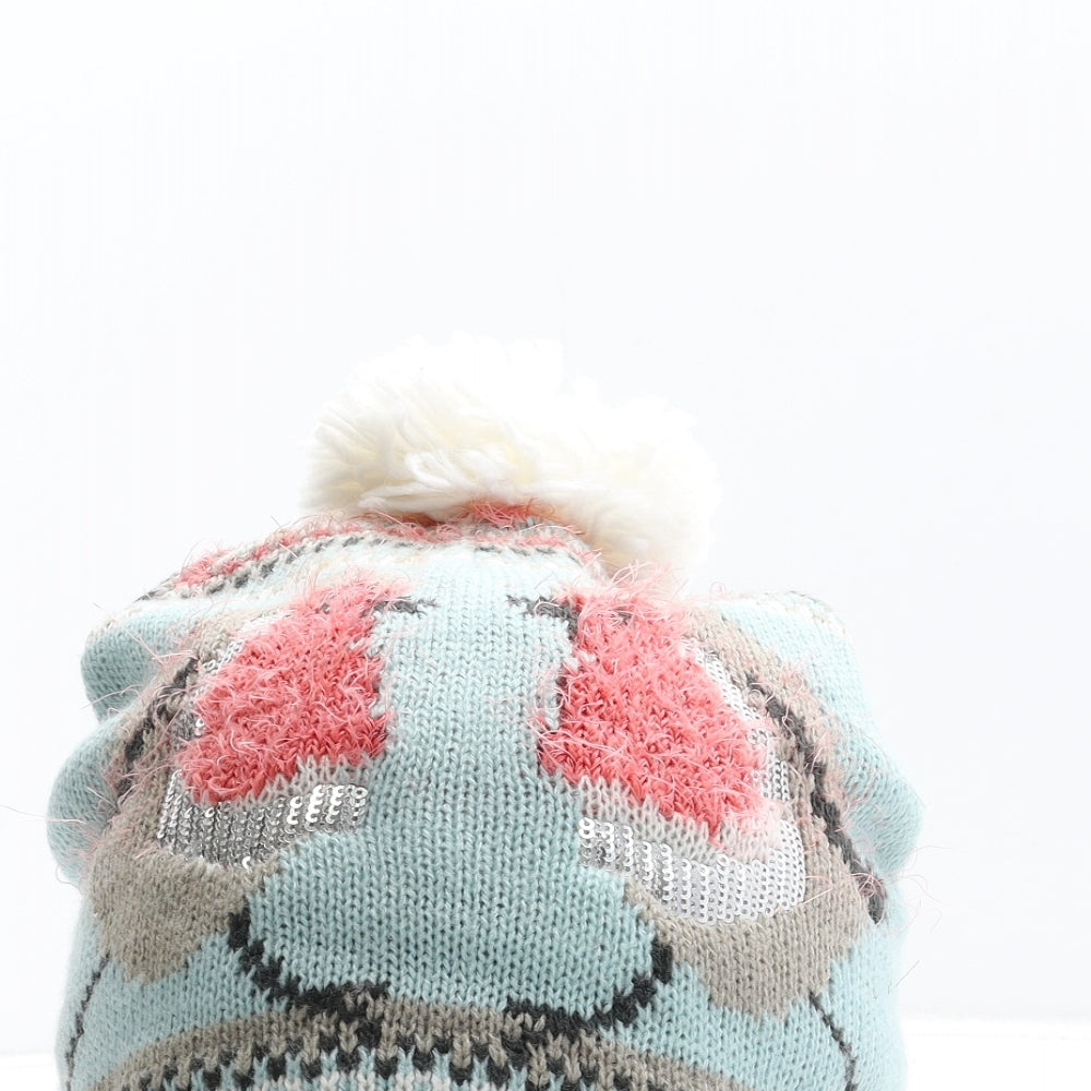 Marks and Spencer Womens Blue Acrylic Bobble Hat One Size - Robin Detail
