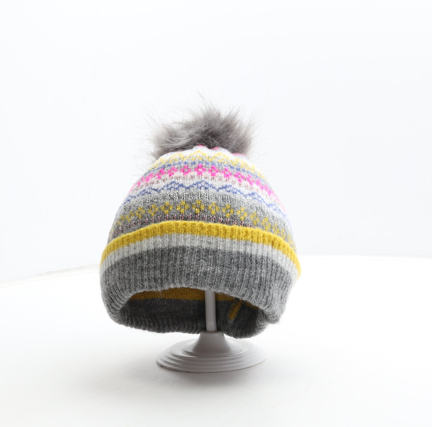 George Girls Multicoloured Fair Isle Acrylic Bobble Hat Size S