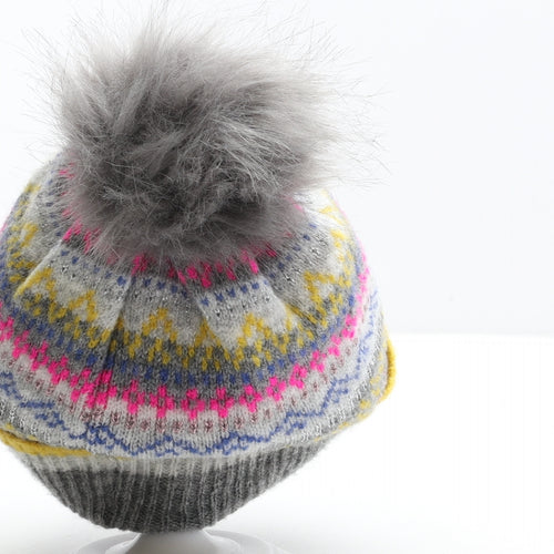 George Girls Multicoloured Fair Isle Acrylic Bobble Hat Size S