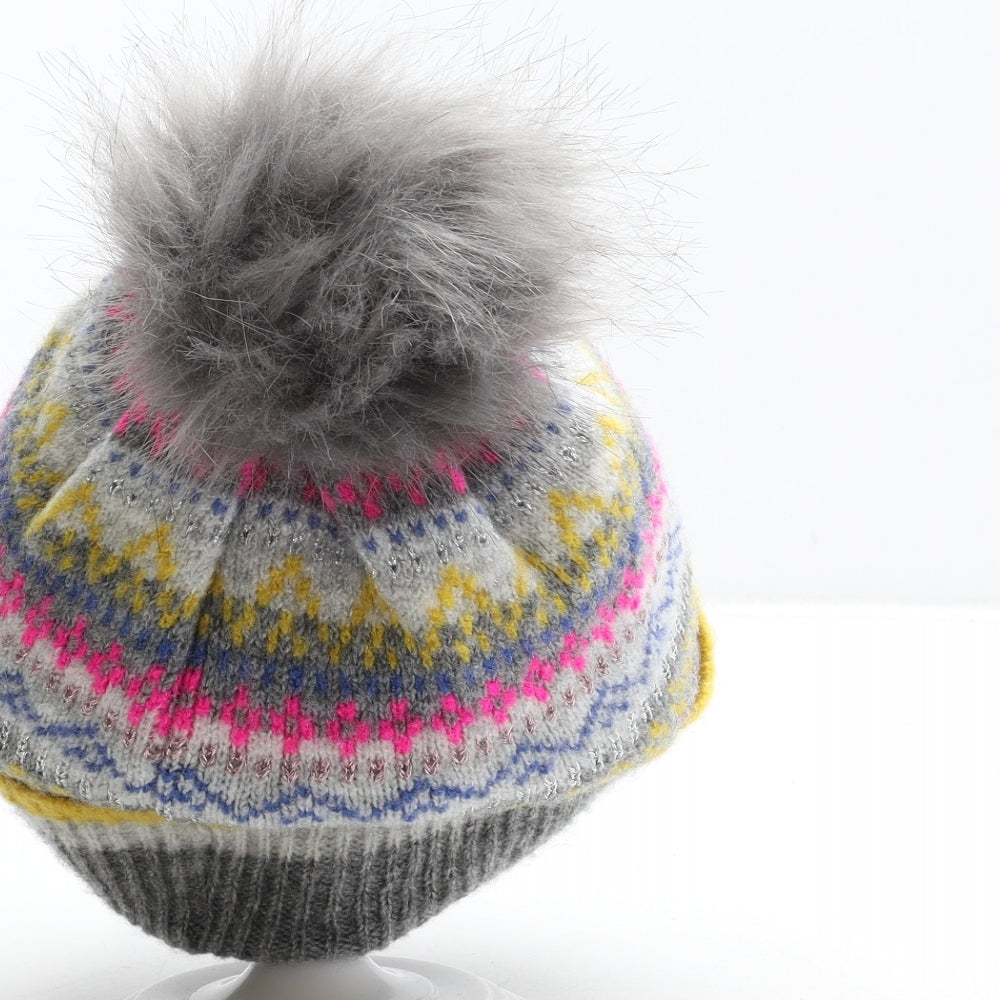 George Girls Multicoloured Fair Isle Acrylic Bobble Hat Size S