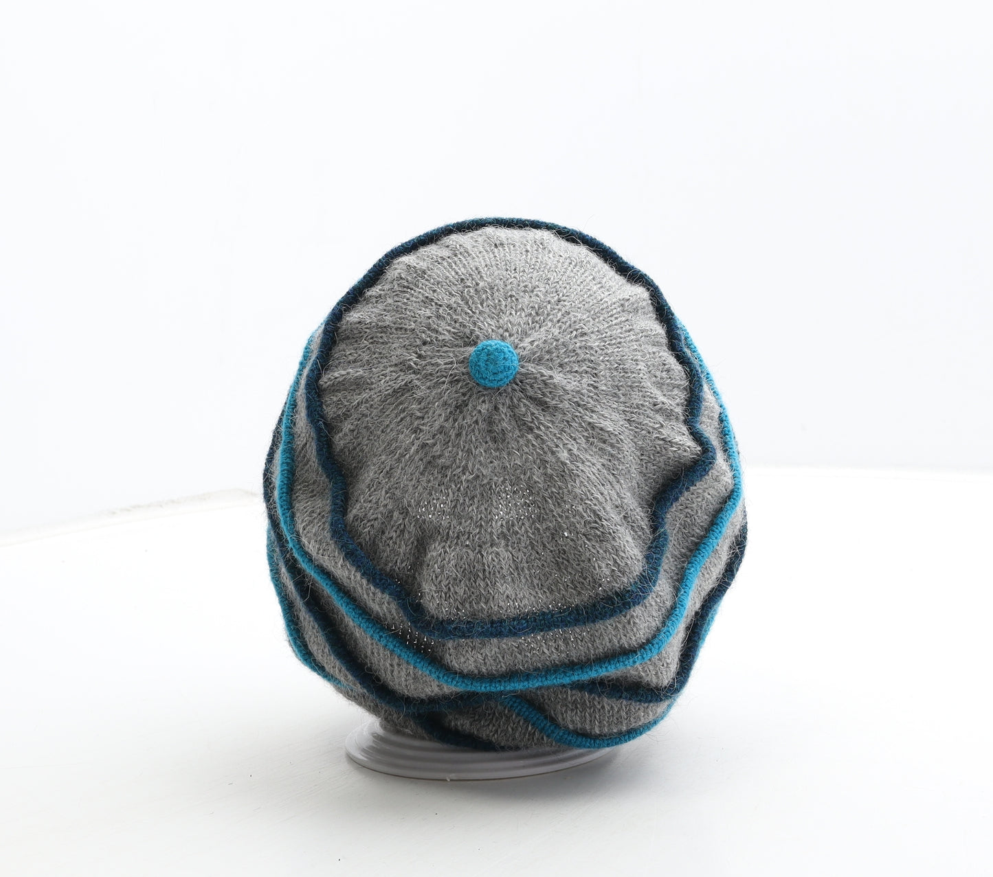 Peruvian Knitwear Womens Grey Striped Acrylic Beanie One Size