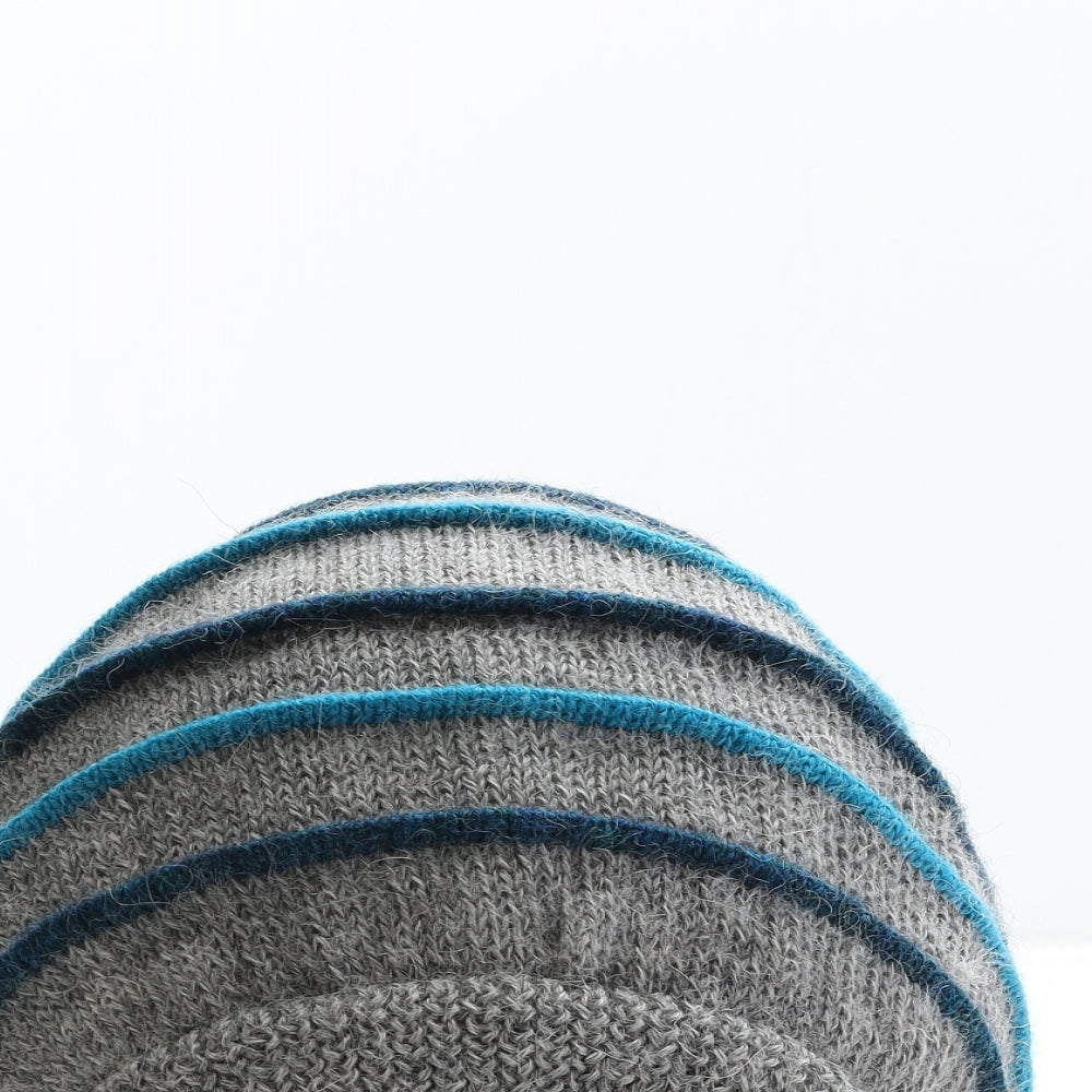 Peruvian Knitwear Womens Grey Striped Acrylic Beanie One Size