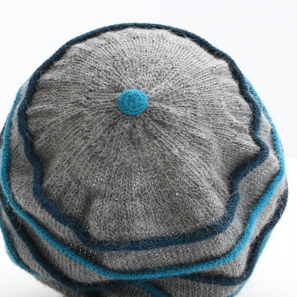 Peruvian Knitwear Womens Grey Striped Acrylic Beanie One Size