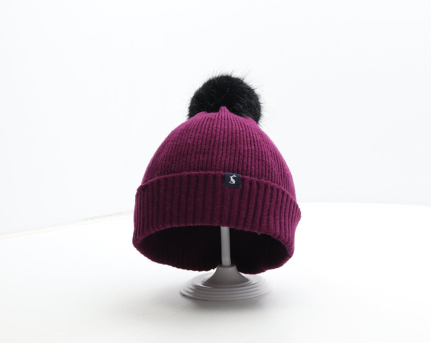 Joules Womens Purple Viscose Bobble Hat One Size