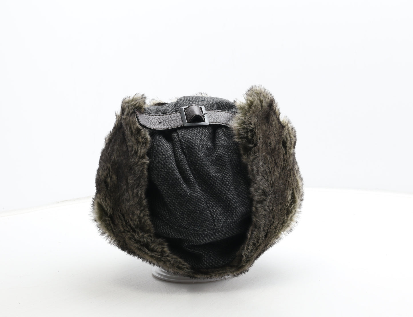 NEXT Mens Grey Polyester Trapper Hat Size S - Fur Trim