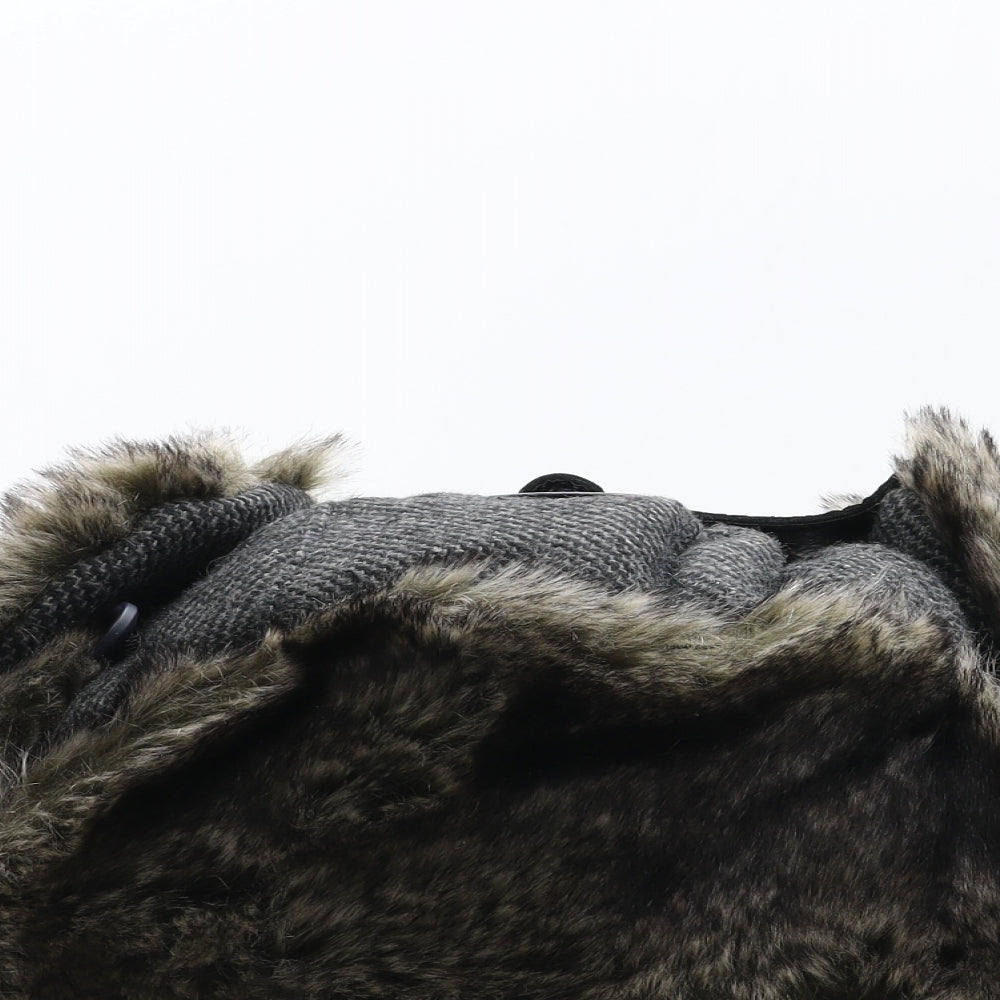 NEXT Mens Grey Polyester Trapper Hat Size S - Fur Trim