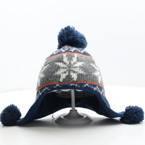 F&F Boys Blue Fair Isle Acrylic Bonnet Size S