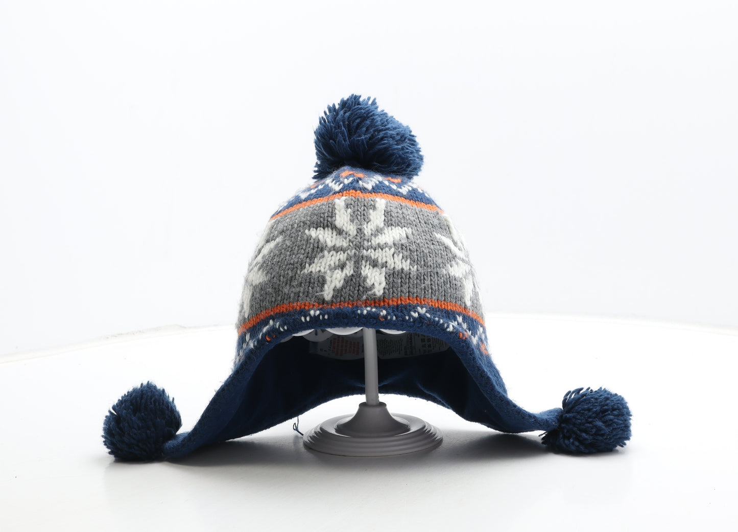 F&F Boys Blue Fair Isle Acrylic Bonnet Size S