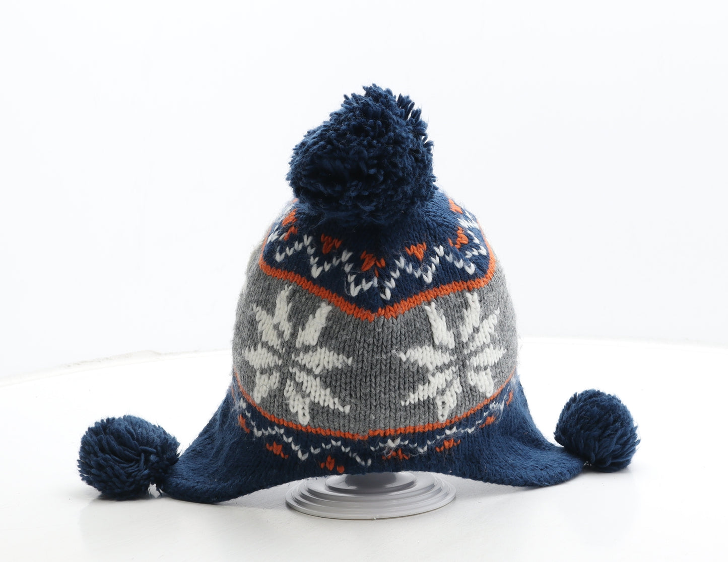 F&F Boys Blue Fair Isle Acrylic Bonnet Size S