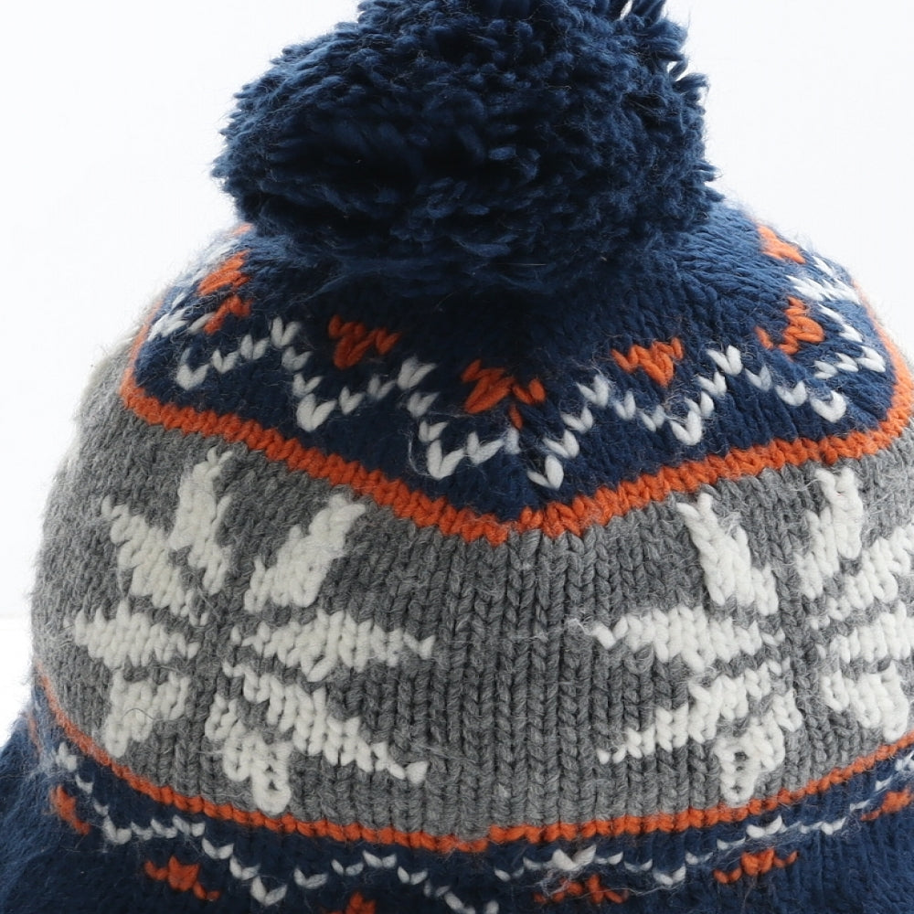 F&F Boys Blue Fair Isle Acrylic Bonnet Size S