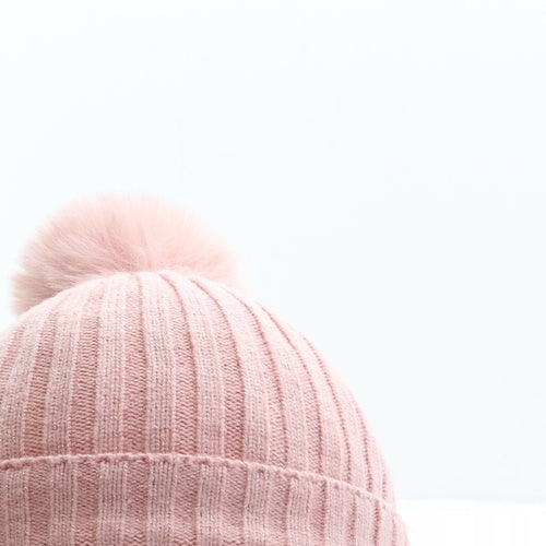 Primark Girls Pink Acrylic Bobble Hat Size S