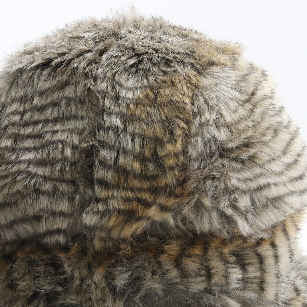 NEXT Womens Brown 100% Polyester Trapper Hat One Size - Pom Pom Detail
